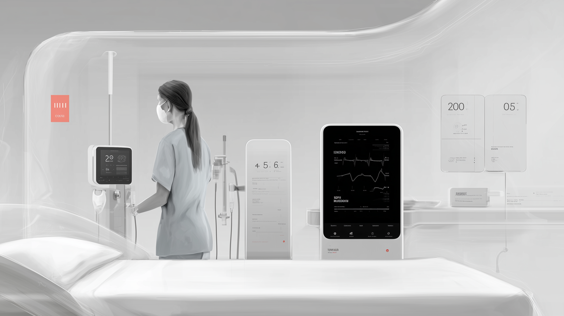 A clinician using a touchscreen medical device